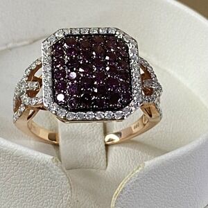 *RARE* Purple & White Diamond 10k Rose Gold Ring Statement Luxury 2.00ctw Sz 10